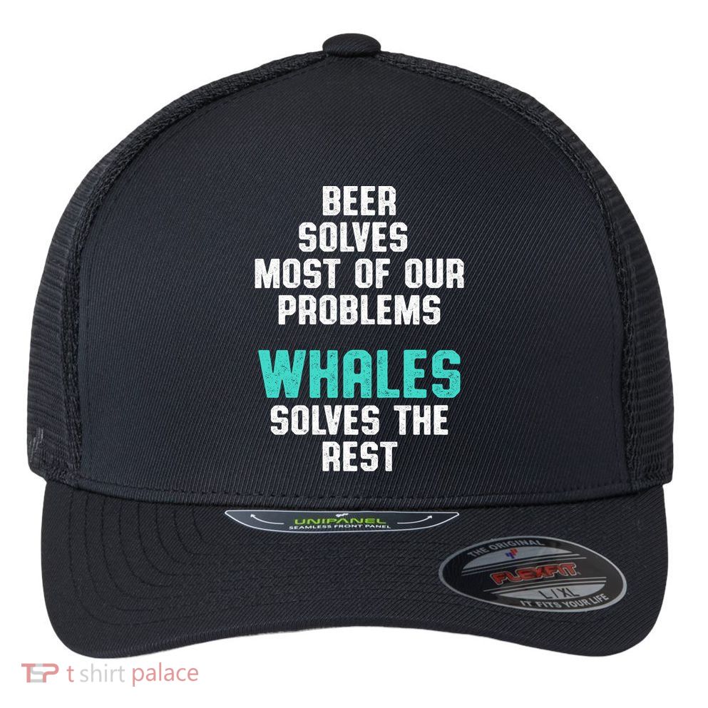 Whale Lover Solves Save The Whales Earth Day Funny Gift Flexfit Unipanel Trucker Cap