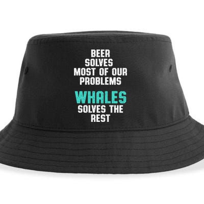 Whale Lover Solves Save The Whales Earth Day Funny Gift Sustainable Bucket Hat