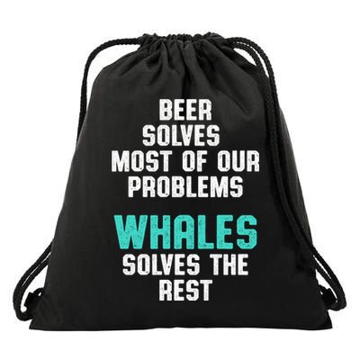 Whale Lover Solves Save The Whales Earth Day Funny Gift Drawstring Bag