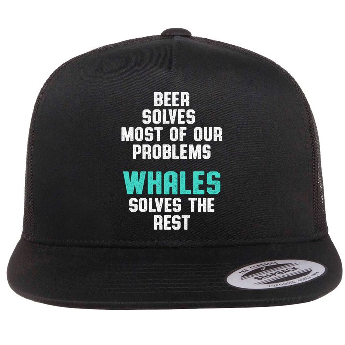 Whale Lover Solves Save The Whales Earth Day Funny Gift Flat Bill Trucker Hat