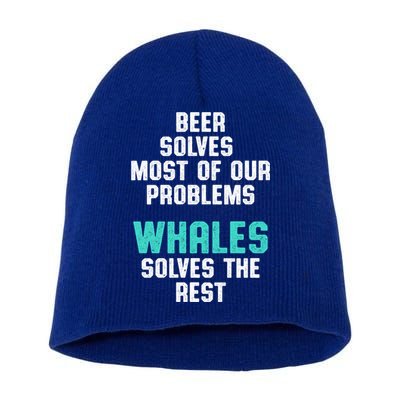 Whale Lover Solves Save The Whales Earth Day Funny Gift Short Acrylic Beanie