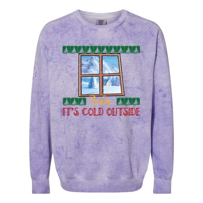 Winter Landscape Snow Christmas ItS Cold Outside Meaningful Gift Colorblast Crewneck Sweatshirt