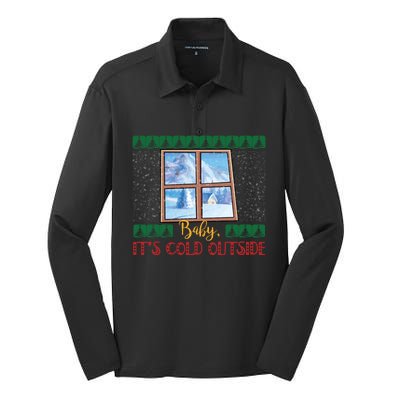 Winter Landscape Snow Christmas ItS Cold Outside Meaningful Gift Silk Touch Performance Long Sleeve Polo