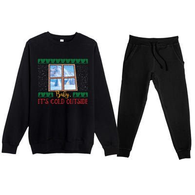 Winter Landscape Snow Christmas ItS Cold Outside Meaningful Gift Premium Crewneck Sweatsuit Set