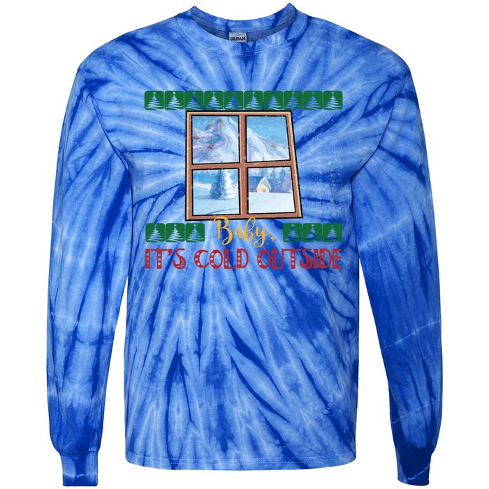 Winter Landscape Snow Christmas ItS Cold Outside Meaningful Gift Tie-Dye Long Sleeve Shirt