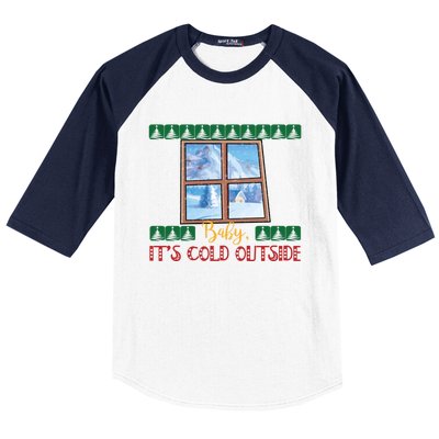 Winter Landscape Snow Christmas ItS Cold Outside Meaningful Gift Baseball Sleeve Shirt