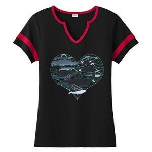 Whale Lover Save The Whales Ladies Halftime Notch Neck Tee