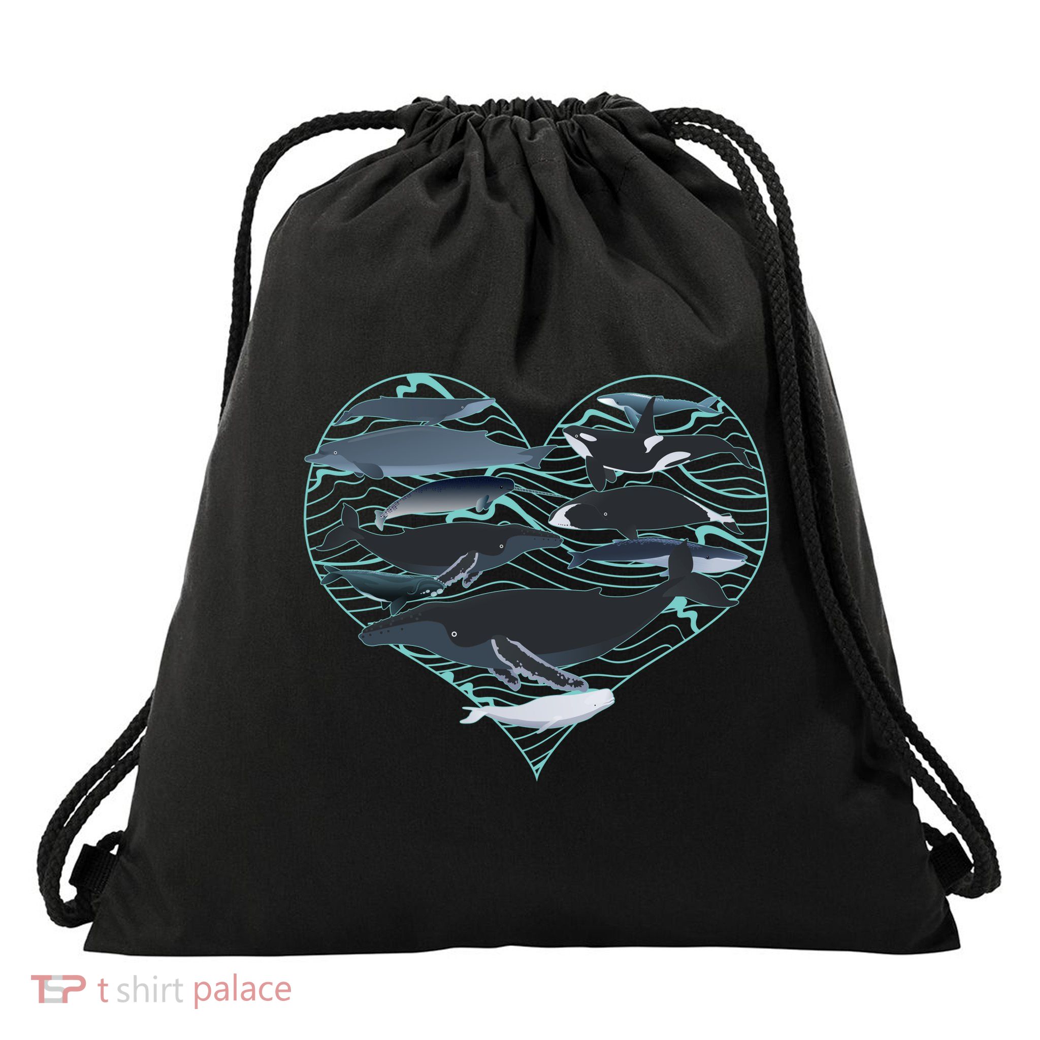 Whale Lover Save The Whales Drawstring Bag