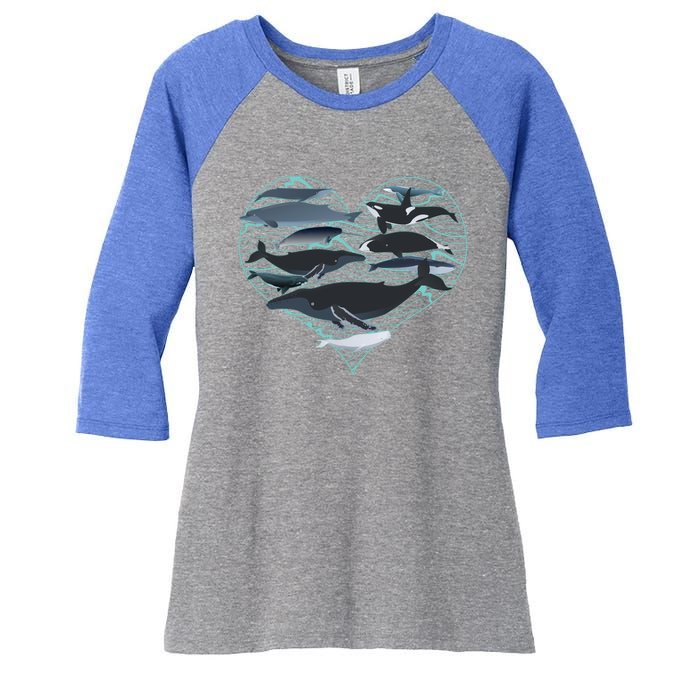 Whale Lover Save The Whales Women's Tri-Blend 3/4-Sleeve Raglan Shirt