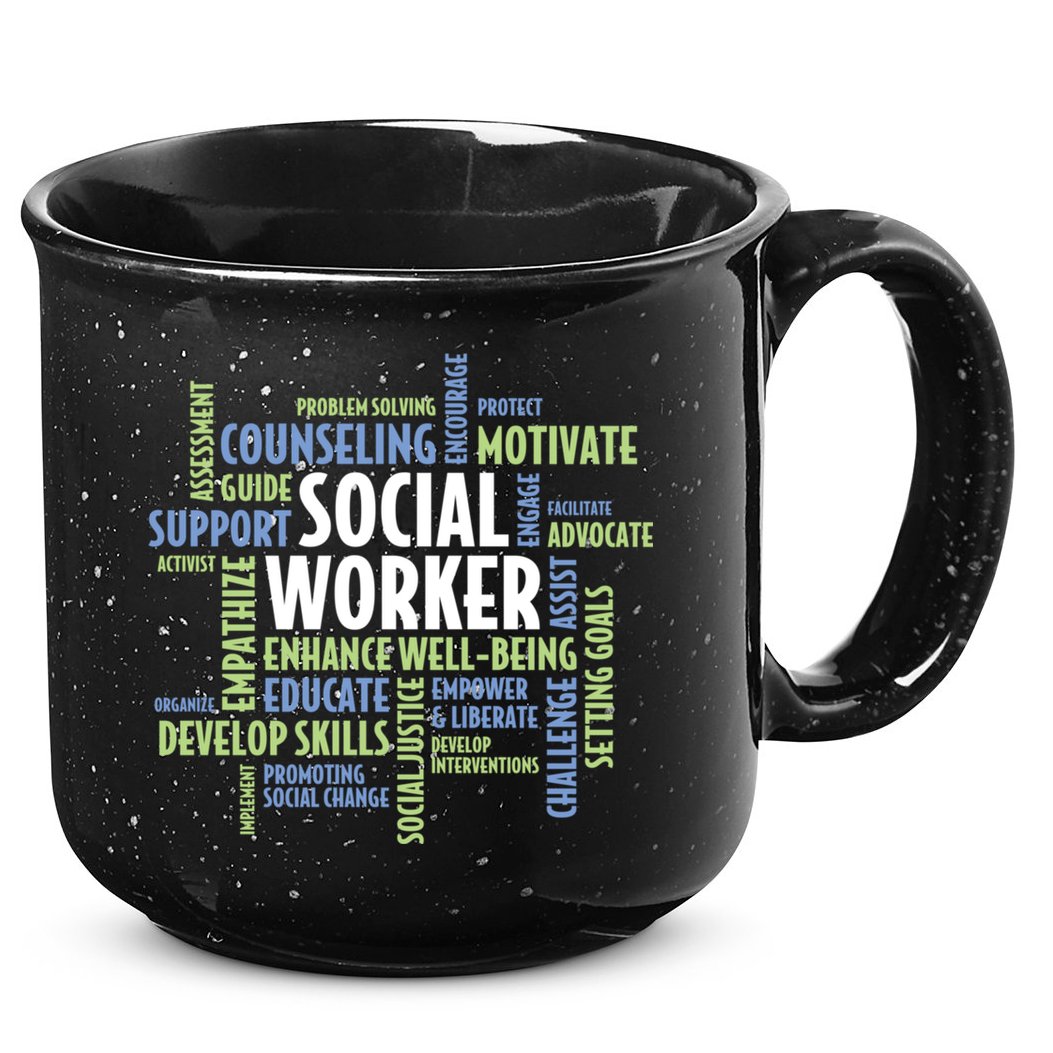 Words LCSW Social Work Month Gift For Social Worker 15oz Campfire Ceramic Mug