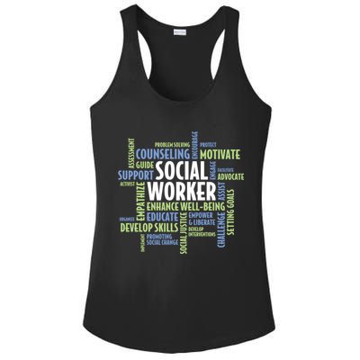 Words LCSW Social Work Month Gift For Social Worker Ladies PosiCharge Competitor Racerback Tank