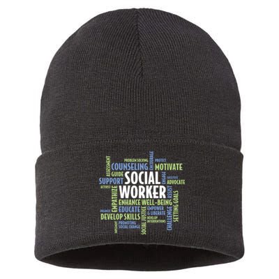 Words LCSW Social Work Month Gift For Social Worker Sustainable Knit Beanie