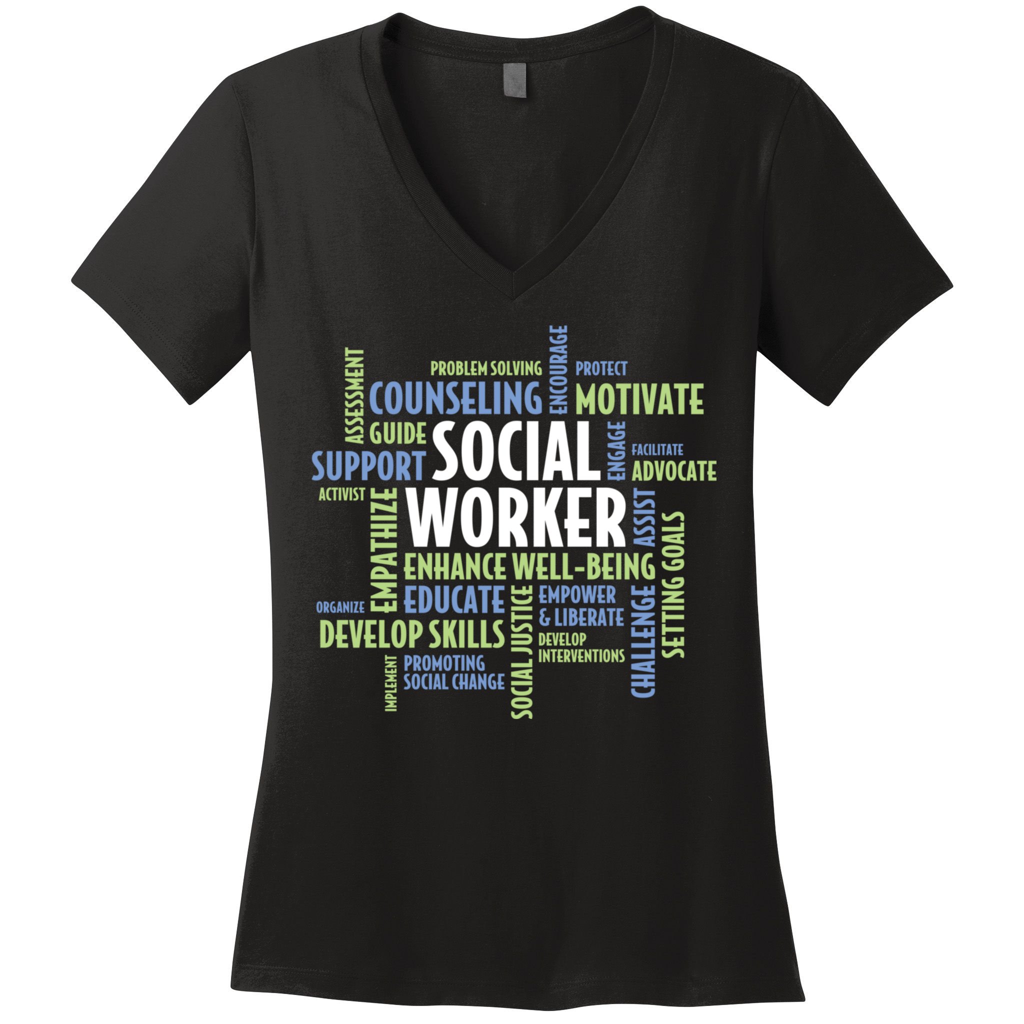 Words LCSW Social Work Month Gift For Social Worker Women's V-Neck T-Shirt