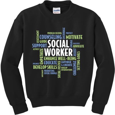 Words LCSW Social Work Month Gift For Social Worker Kids Sweatshirt