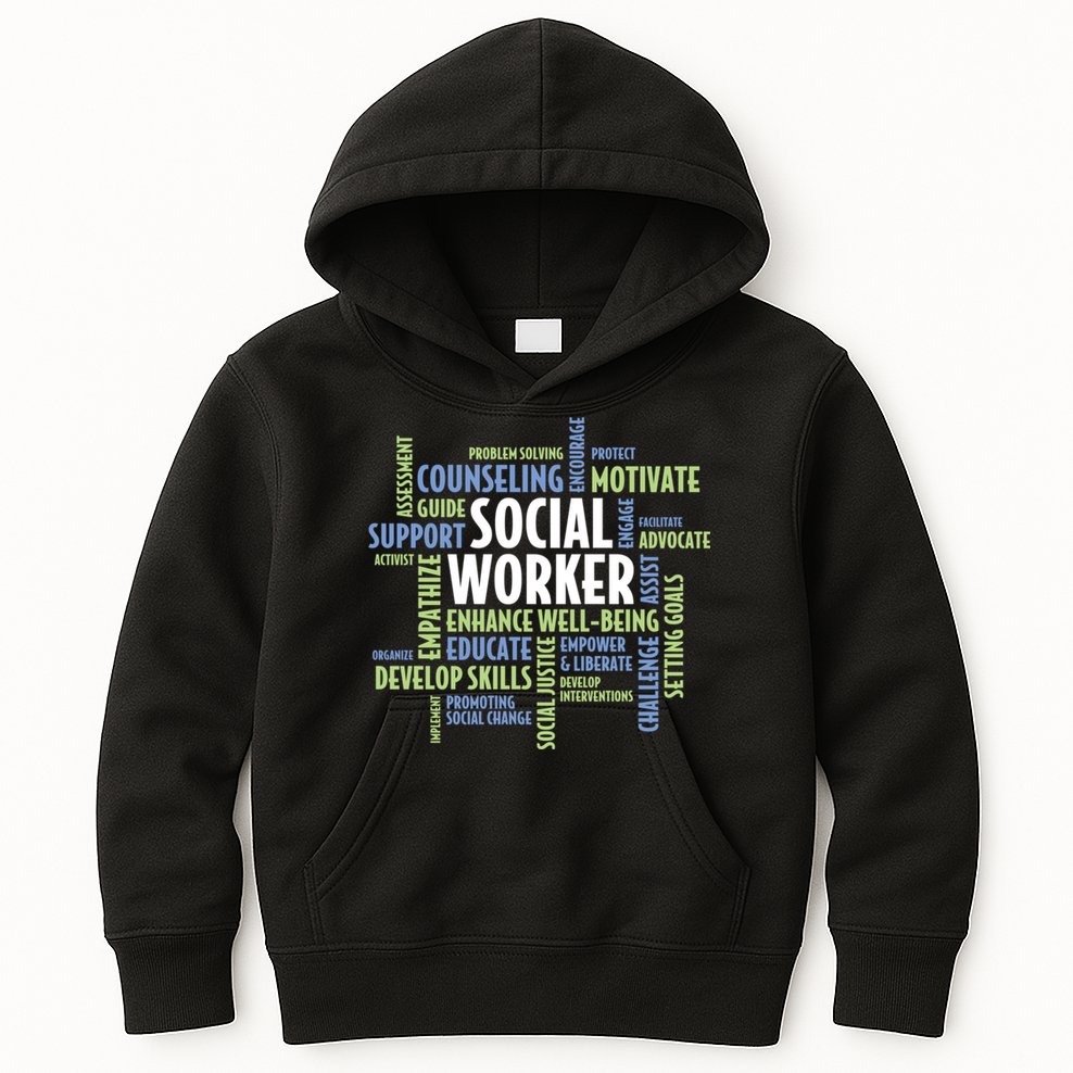 Words LCSW Social Work Month Gift For Social Worker Kids Hoodie