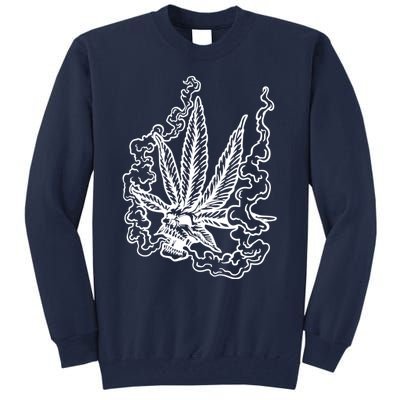 Weed Leaf Skull Skeleton Smoker Tall Sweatshirt