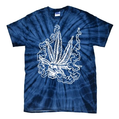 Weed Leaf Skull Skeleton Smoker Tie-Dye T-Shirt