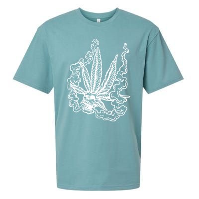 Weed Leaf Skull Skeleton Smoker Sueded Cloud Jersey T-Shirt