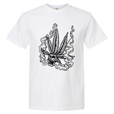 Weed Leaf Skull Skeleton Smoker Garment-Dyed Heavyweight T-Shirt