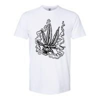 Weed Leaf Skull Skeleton Smoker Softstyle CVC T-Shirt