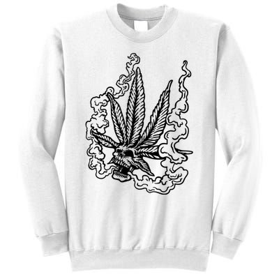 Weed Leaf Skull Skeleton Smoker Sweatshirt