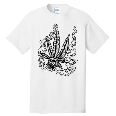 Weed Leaf Skull Skeleton Smoker Tall T-Shirt