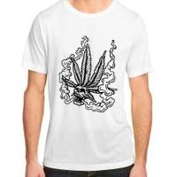 Weed Leaf Skull Skeleton Smoker Adult ChromaSoft Performance T-Shirt