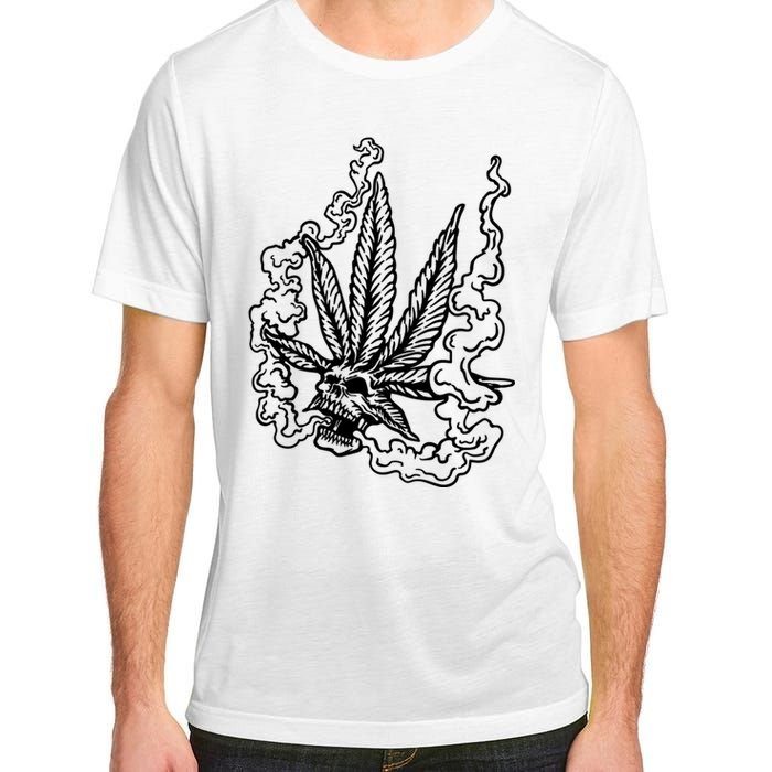 Weed Leaf Skull Skeleton Smoker Adult ChromaSoft Performance T-Shirt