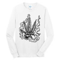 Weed Leaf Skull Skeleton Smoker Tall Long Sleeve T-Shirt