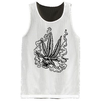 Weed Leaf Skull Skeleton Smoker Mesh Reversible Basketball Jersey Tank