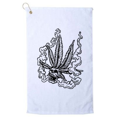 Weed Leaf Skull Skeleton Smoker Platinum Collection Golf Towel