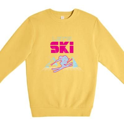 Woman Lets Ski Mountains Winter Gift For Skier Premium Crewneck Sweatshirt