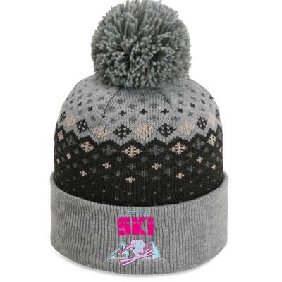 Woman Lets Ski Mountains Winter Gift For Skier The Baniff Cuffed Pom Beanie