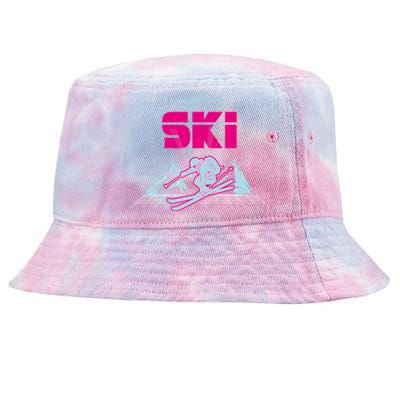 Woman Lets Ski Mountains Winter Gift For Skier Tie-Dyed Bucket Hat