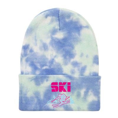 Woman Lets Ski Mountains Winter Gift For Skier Tie Dye 12in Knit Beanie