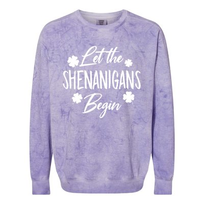 Womens Let The Shenanigans Begin Ing St Patricks Day TShirt Colorblast Crewneck Sweatshirt