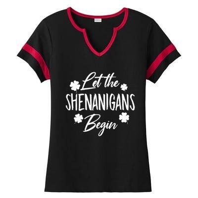 Womens Let The Shenanigans Begin Ing St Patricks Day TShirt Ladies Halftime Notch Neck Tee