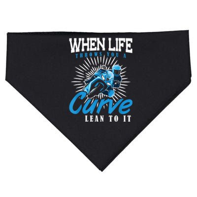 When Life Throws You A Curve Lean Into It Motorcycle USA-Made Doggie Bandana