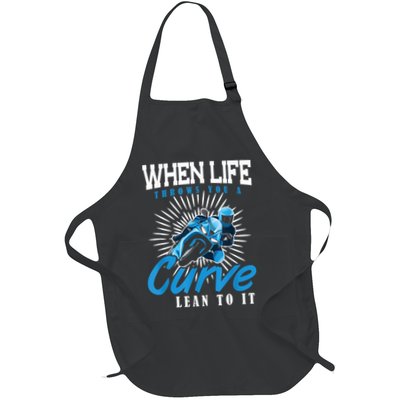 When Life Throws You A Curve Lean Into It Motorcycle Full-Length Apron With Pockets