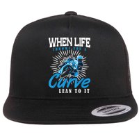When Life Throws You A Curve Lean Into It Motorcycle Flat Bill Trucker Hat