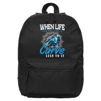 When Life Throws You A Curve Lean Into It Motorcycle 16 in Basic Backpack
