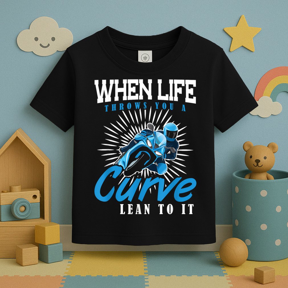 When Life Throws You A Curve Lean Into It Motorcycle Toddler T-Shirt