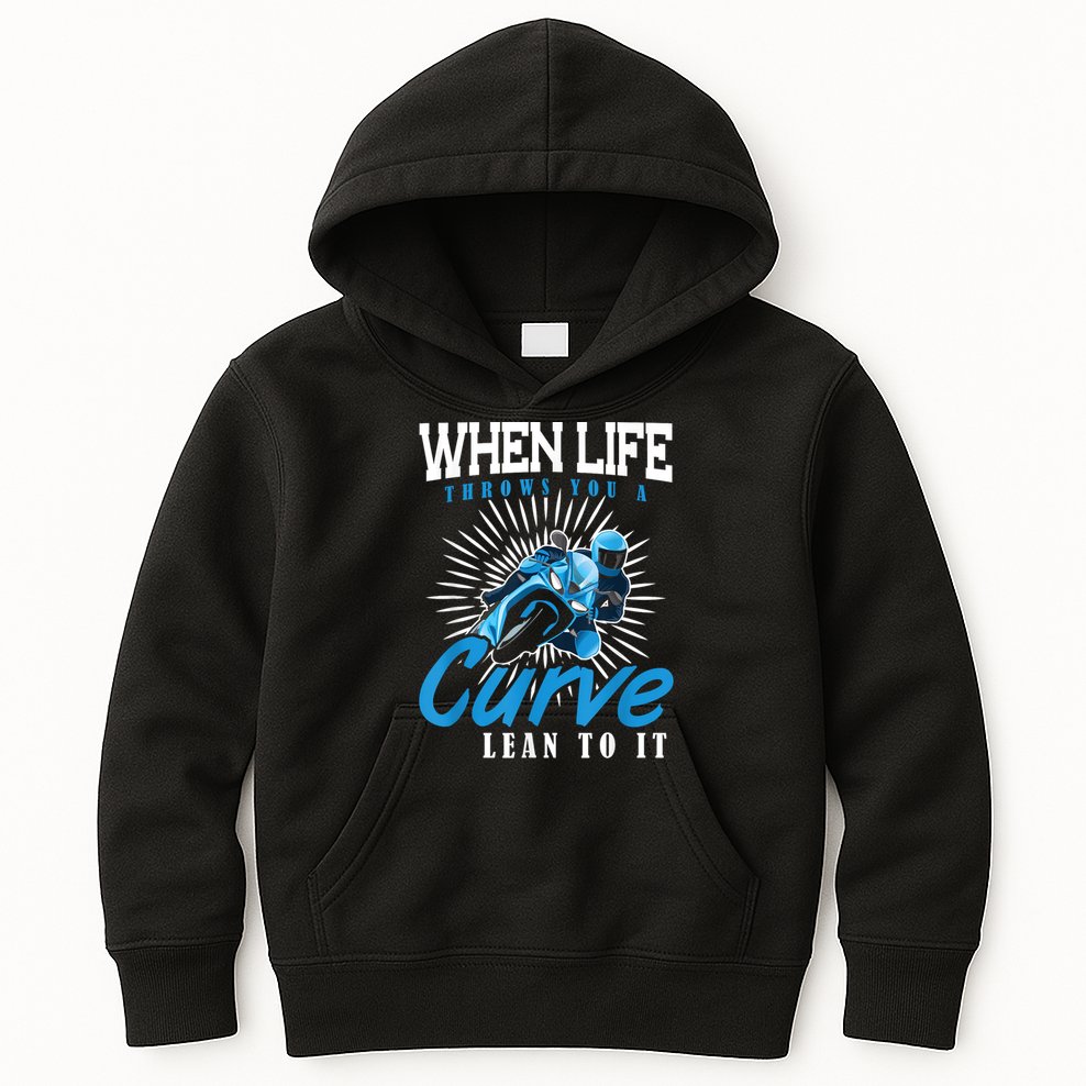 When Life Throws You A Curve Lean Into It Motorcycle Kids Hoodie