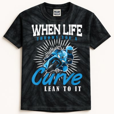 When Life Throws You A Curve Lean Into It Motorcycle Kids Tie-Dye T-Shirt