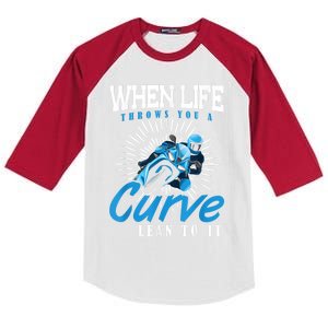 When Life Throws You A Curve Lean Into It Motorcycle Kids Colorblock Raglan Jersey