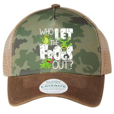 Who Let The Frogs Out Funny Amphibian Lover Frog Owner Legacy Tie Dye Trucker Hat