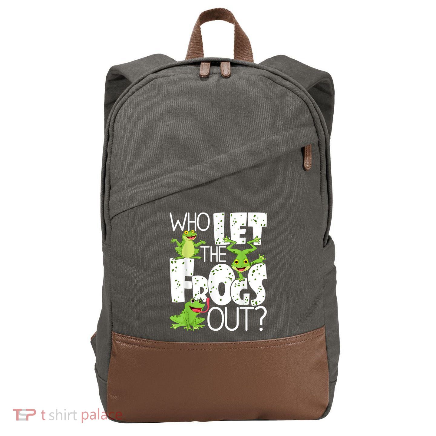 Who Let The Frogs Out Funny Amphibian Lover Frog Owner Cotton Canvas Backpack