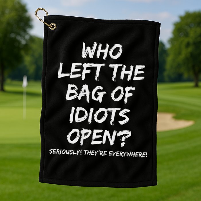 Who Left The Bag Of Idiots Open Golf Towel
