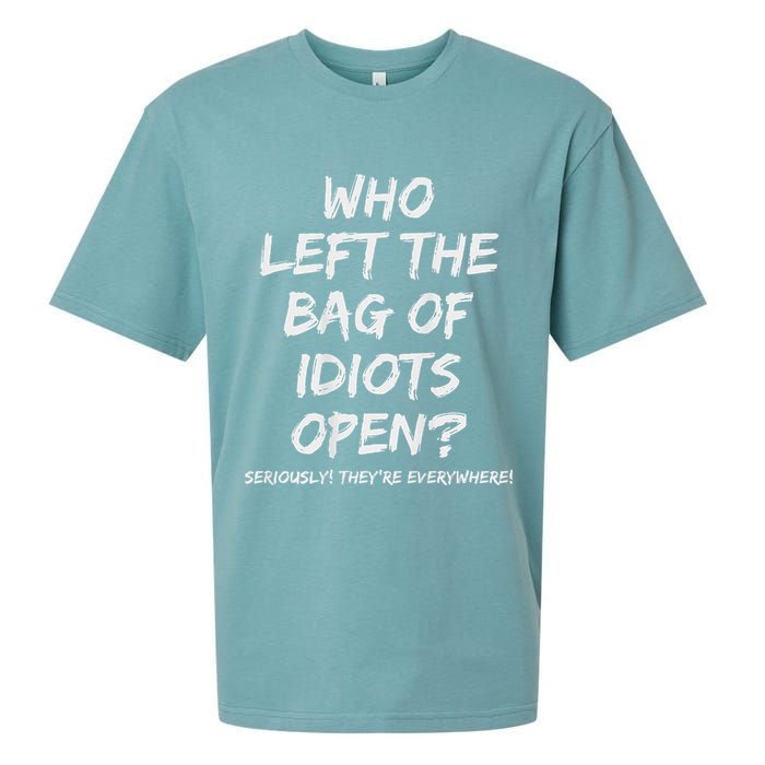 Who Left The Bag Of Idiots Open Sueded Cloud Jersey T-Shirt