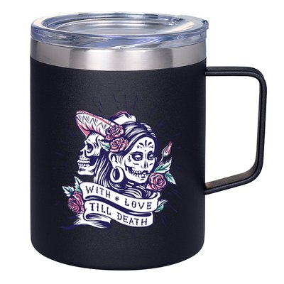 With Love Till Death Day Of The Dead 12oz Stainless Steel Coffee Mug